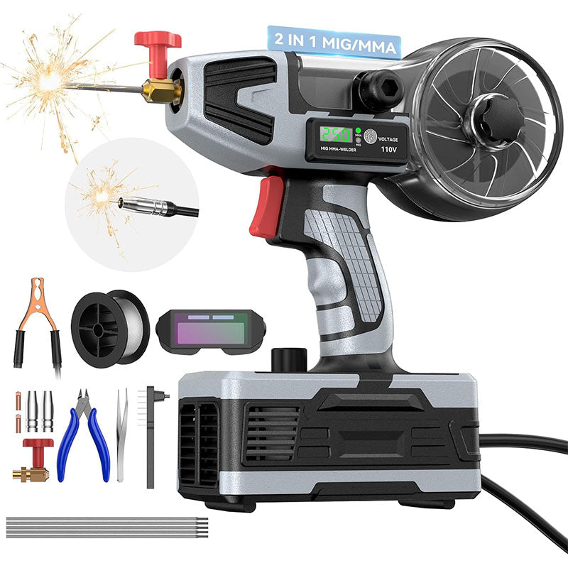 PLOWIC Pro 250 | 2-in-1 250A Portable MIG/Stick Welder with LCD Display