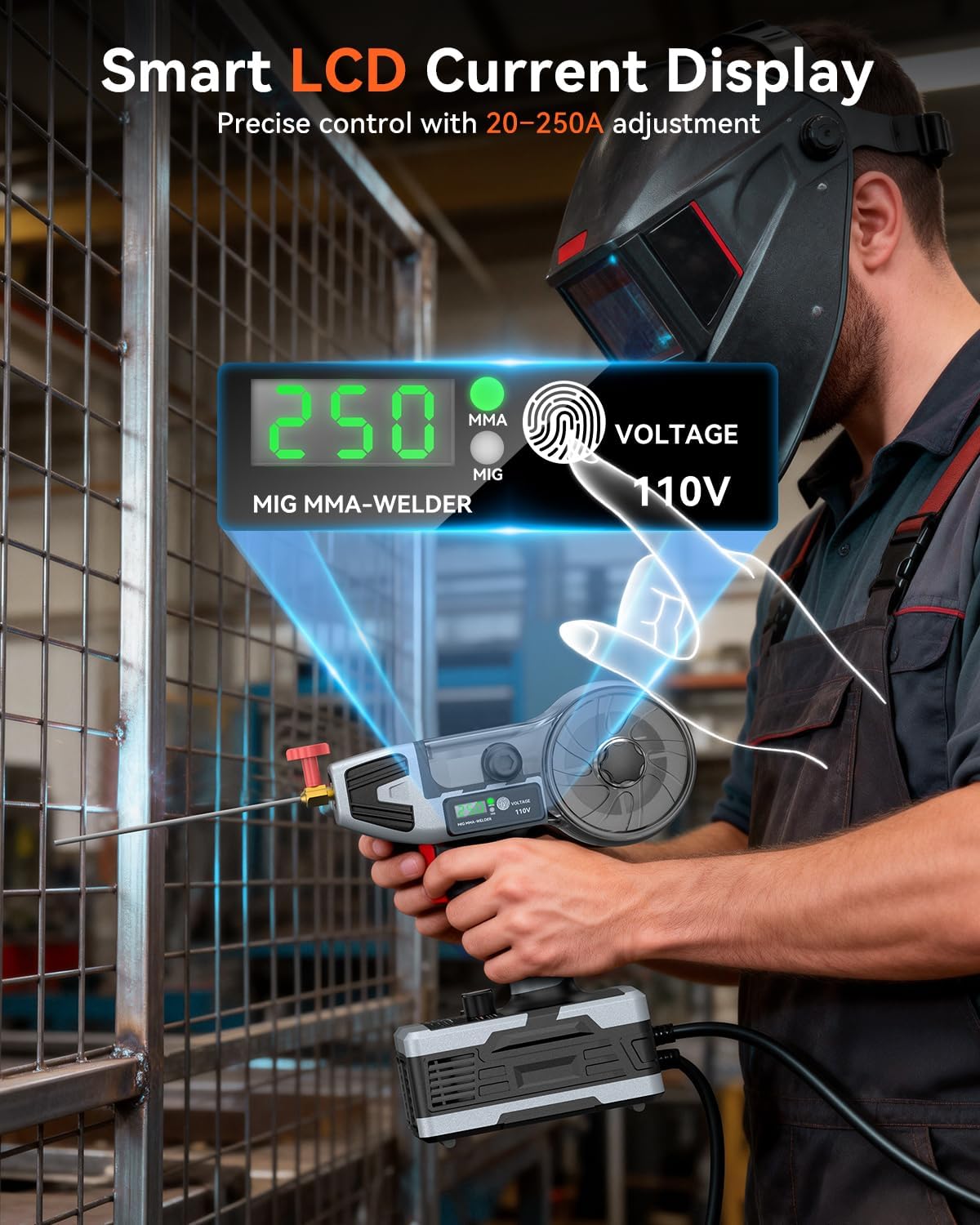PLOWIC Pro 250 | 2-in-1 250A Portable MIG/Stick Welder with LCD Display